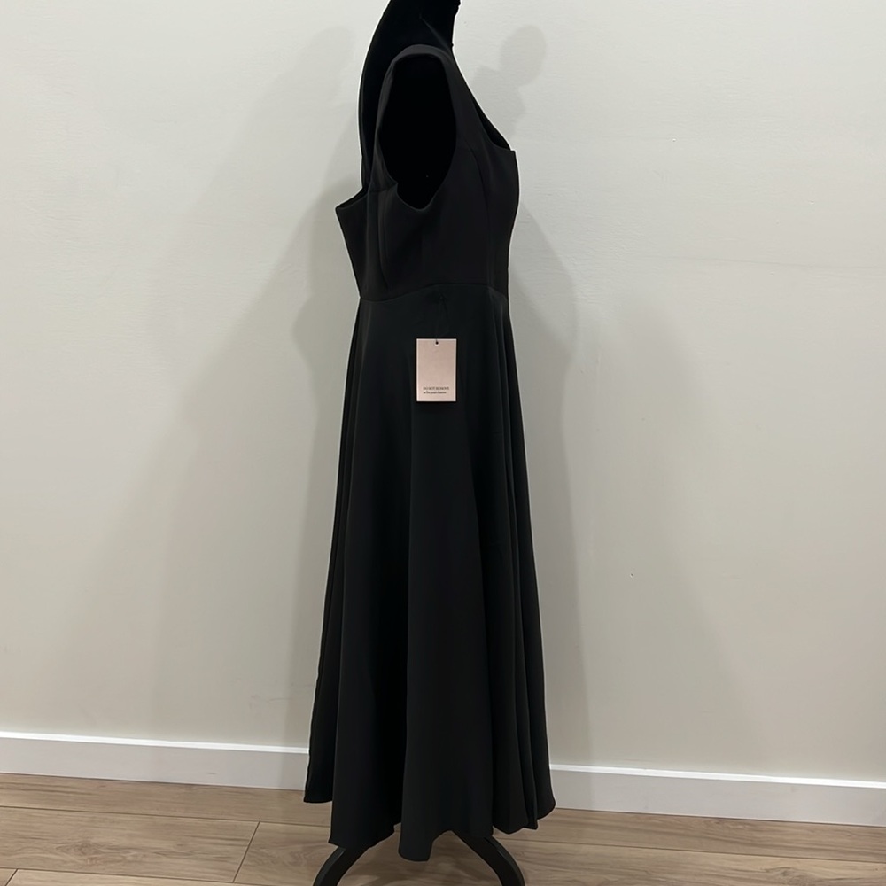 Classic Black Midi Dress - Elegant Square Neck - Picture 5 of 13